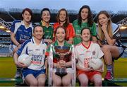 29 January 2013; In attendance at the 2013 Ladies National Football League launch and Tesco Homegrown sponsorship announcement of the league are Division 1 players, back row, from left, Laois' Maggie Murphy, Meath's Katie O'Brien, Cork's Ann Marie Walsh, Donegal's Roisin McCafferty, and Dublin's Sinead Finnegan. Front row, from left, Monaghan's Sharon Courtney, Mayo's Leonna Ryder and Tyrone's Gemma Begley. Croke Park, Dublin. Photo by Sportsfile