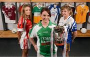 29 January 2013; In attendance at the 2013 Ladies National Football League launch and Tesco Homegrown sponsorship announcement of the league are, from left, Louth's Ciara O'Connor, Limerick's Emma McGuide, and Roscommon's Niamh Ward. Croke Park, Dublin. Photo by Sportsfile