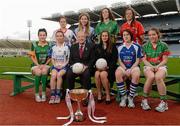 29 January 2013; In attendance at the 2013 Ladies National Football League launch and Tesco Homegrown sponsorship announcement of the league are Pat Quill, President of the Ladies Football Association, and Lynn Moynihan, head of Marketing and Sponsorship, Tesco Ireland, with Division 1 players, back row, from left, Tyrone's Gemma Begley, Dublin's Sinead Finnegan, Donegal's Roisin McCafferty, and Cork's Ann Marie Walsh. Front row, from left, Meath's Katie O'Brien, Monaghan's Sharon Courtney, Laois' Maggie Murphy, and Mayo's Leonna Ryder. Croke Park, Dublin. Photo by Sportsfile