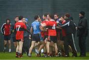 29 January 2013; Tempers flare at the end of the match. Irish Daily Mail Sigerson Cup, Round 1, UCC v UUJ, Parnells GAA Club, Coolock, Dublin. Picture credit: Brian Lawless / SPORTSFILE