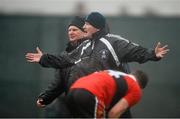 29 January 2013; UCC manager Billy Morgan remonstrates with a UUJ player after the match. Irish Daily Mail Sigerson Cup, Round 1, UCC v UUJ, Parnells GAA Club, Coolock, Dublin. Picture credit: Brian Lawless / SPORTSFILE