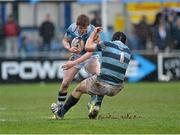 29 January 2013; Dan Green, St. Michael’s College, is tackled by Mark Bennett, Castleknock College. Powerade Leinster Schools Senior Cup, 1st Round, St. Michael’s College v Castleknock College, Donnybrook Stadium, Donnybrook, Co. Dublin. Picture credit: Barry Cregg / SPORTSFILE
