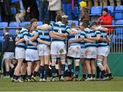 29 January 2013; The Castleknock College team huddle before the game. Powerade Leinster Schools Senior Cup, 1st Round, St. Michael’s College v Castleknock College, Donnybrook Stadium, Donnybrook, Co. Dublin. Picture credit: Barry Cregg / SPORTSFILE