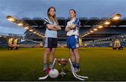 29 January 2013; Dublin's Sinead Finnegan, left, and Monaghan's Sharon Courtney in attendance at the 2013 Ladies National Football League launch and Tesco Homegrown sponsorship announcement of the league. Croke Park, Dublin. Photo by Sportsfile