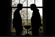 30 January 2013; Kildare manager Kieran McGeeney, right, and Donegal assistant manager Rory Gallagher in attendance at the Belfast launch of the Allianz Football Leagues 2013. Malone House, Belfast, Co. Antrim. Picture credit: Oliver McVeigh / SPORTSFILE