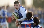 30 January 2013; Aidan Moynihan, Rockwell College, is tackled by JJ O'Neill, left, and Joey Purcell, Crescent CC. Munster Schools Senior Cup, Quarter-Final, Round 1, Rockwell v Crescent CC, Clanwilliam, Limerick. Picture credit: Diarmuid Greene / SPORTSFILE