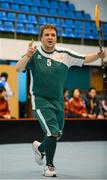30 January 2013; James Murphy, from Corbally, Co. Clare, celebrates Team Ireland's 5th goal. Murphy ultimately scored six goals in Ireland's 11 - 1 win over South Korea. Match 2, Division 2, South Korea v Ireland, 2013 Special Olympics World Winter Games, Floorball, Gangneung Indoor Sports Center, Gangneung, South Korea. Picture credit: Ray McManus / SPORTSFILE