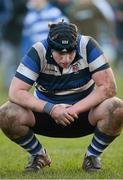 30 January 2013; Liam McMahon, Crescent CC, shows his disappointment after defeat to Rockwell College. Munster Schools Senior Cup, Quarter-Final, Round 1, Rockwell v Crescent CC, Clanwilliam, Limerick. Picture credit: Diarmuid Greene / SPORTSFILE