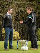 30 January 2013; Donegal assistant manager Rory Gallagher, left, and Kildare manager Kieran McGeeney in attendance at the Belfast launch of the Allianz Football Leagues 2013.  Malone House, Belfast, Co. Antrim. Picture credit: Oliver McVeigh / SPORTSFILE