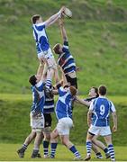 30 January 2013; Jimmy Feehan, Rockwell College, wins possession in a lineout ahead of Jonny Keane, Crescent CC. Munster Schools Senior Cup, Quarter-Final, Round 1, Rockwell v Crescent CC, Clanwilliam, Limerick. Picture credit: Diarmuid Greene / SPORTSFILE