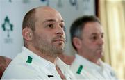 31 January 2013; Ireland's Rory Best with assistant coach Mark Tainton during a press conference ahead of their opening RBS Six Nations Rugby Championship match against Wales on Saturday. Ireland Rugby Press Conference, Carton House, Maynooth, Co. Kildare. Picture credit: Matt Browne / SPORTSFILE