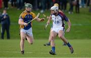 31 January 2013; Michael Fennelly, UL, in action against Cormac Spollen, St. Pat's/Mater Dei. Irish Daily Mail Fitzgibbon Cup, Group D, Round 1, UL v St. Pats/Mater Dei, University of Limerick, Limerick. Picture credit: Diarmuid Greene / SPORTSFILE