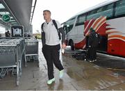 31 January 2013; Ireland's Jamie Heaslip arrives at Dublin airport as they depart for Cardiff for their opening RBS Six Nations Rugby Championship match against Wales on Saturday. Dublin Airport, Dublin. Picture credit: Brian Lawless / SPORTSFILE