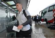 31 January 2013; Ireland's Jamie Heaslip arrives at Dublin airport as they depart for Cardiff for their opening RBS Six Nations Rugby Championship match against Wales on Saturday. Dublin Airport, Dublin. Picture credit: Brian Lawless / SPORTSFILE