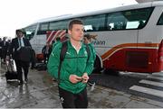 31 January 2013; Ireland's Brian O'Driscoll arrives at Dublin airport as they depart for Cardiff for their opening RBS Six Nations Rugby Championship match against Wales on Saturday. Dublin Airport, Dublin. Picture credit: Brian Lawless / SPORTSFILE
