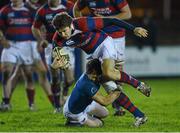 1 February 2013; Darragh Fitzpatrick, Clontarf, is tackled by Matthew D'Arcy, St. Marys RFC. Ulster Bank League, Division 1A, Clontarf v St Mary's RFC, Castle Avenue, Clontarf, Dublin. Picture credit: Brian Lawless / SPORTSFILE