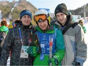 2 February 2013; Team Ireland’s Gary Burton, from Sallynoggin, Co. Dublin, with his brothers Darragh, left, and Dale Burton. 2013 Special Olympics World Winter Games, Alpine skiing, Yongpyong Resort, PyeongChang, South Korea. Picture credit: Ray McManus / SPORTSFILE