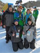 2 February 2013; Team Ireland’s Gary Burton, from Sallynoggin, Co. Dublin, with his parents Michael and Mary and his brothers Darragh, left, and Dale Burton. 2013 Special Olympics World Winter Games, Alpine skiing, Yongpyong Resort, PyeongChang, South Korea. Picture credit: Ray McManus / SPORTSFILE