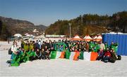 2 February 2013; Team Ireland’s players and officials with members of the Seoul Gales who attended to support the Irish team. 2013 Special Olympics World Winter Games, Alpine skiing, Yongpyong Resort, PyeongChang, South Korea. Picture credit: Ray McManus / SPORTSFILE
