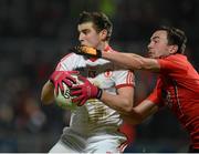 2 February 2013; Connor McAliskey, Tyrone, in action against Damian Turley, Down. Allianz Football League, Division 1, Down v Tyrone, Pairc Esler, Newry, Co. Down. Picture credit: Oliver McVeigh / SPORTSFILE