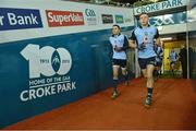 2 February 2013; Bernard Brogan, left, and Paul Flynn, Dublin, lead their team-mates towards the field for the second half of the game. Allianz Football League, Division 1, Dublin v Cork, Croke Park, Dublin. Picture credit: Barry Cregg / SPORTSFILE