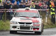 3 February 2013; Alan Ring and Adrian Deasy, in a Mitsubishi Lancer Evo 9 in action during SS 2 Greenville. Safety Direct Galway International Rally. Ballinasloe Co.Galway. Picture credit: Philip Fitzpatrick / SPORTSFILE