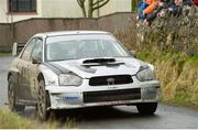 3 February 2013; Keith Cronin and Marshal Clarke, in their Subaru Impreza WRC S11, in action during SS 4 Belleville. Safety Direct Galway International Rally. Ballinasloe Co.Galway. Picture credit: Philip Fitzpatrick / SPORTSFILE