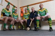 4 February 2013; At the AIB GAA Hurling Senior Club Championship Semi Final press conference is Kilcormac-Killoughey, manager Danny Owens, second from right, with players, from left, Conor Mahon, Daniel Currams, Ciaran Slevin, captain, and Ger Healion. Kilcormac-Killoughey will take on Thurles Sarsfields in the AIB GAA Hurling Senior Championship Semi Final on Saturday 9th February in Portlaoise. Kilcormac-Killoughey, Co. Offaly. Picture credit: Brian Lawless / SPORTSFILE