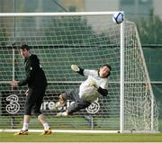 5 February 2013; Republic of Ireland's David Forde and Stephen Ward in action during squad training ahead of their international friendly against Poland on Wednesday. Republic of Ireland Squad Training, Gannon Park, Malahide, Co. Dublin. Picture credit: David Maher / SPORTSFILE