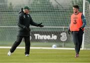 5 February 2013; Republic of Ireland manager Giovanni Trapattoni and Robbie Brady during squad training ahead of their international friendly against Poland on Wednesday. Republic of Ireland Squad Training, Gannon Park, Malahide, Co. Dublin. Picture credit: David Maher / SPORTSFILE