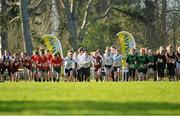 6 February 2013; A general view of the start of the minor girls race during the 2013 AVIVA Leinster Schools cross country championships. Santry Demesne, Santry, Co. Dublin. Picture credit: Barry Cregg / SPORTSFILE
