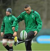 8 February 2013; Ireland's Simon Zebo in action during squad training ahead of their RBS Six Nations Rugby Championship match against England on Sunday. Ireland Rugby Squad Training, Carton House, Maynooth, Co. Kildare. Picture credit: Emma McTernan / SPORTSFILE