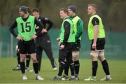 8 February 2013; Ireland player, from left, Rob Kearney, Brian O'Driscoll, Sean O'Brien and Jamie Heaslip during squad training ahead of their RBS Six Nations Rugby Championship match against England on Sunday. Ireland Rugby Squad Training, Carton House, Maynooth, Co. Kildare. Picture credit: Matt Browne / SPORTSFILE