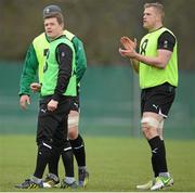 8 February 2013; Ireland's Brian O'Driscoll, left, and Jamie Heaslip during squad training ahead of their RBS Six Nations Rugby Championship match against England on Sunday. Ireland Rugby Squad Training, Carton House, Maynooth, Co. Kildare. Picture credit: Matt Browne / SPORTSFILE