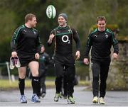 8 February 2013; Ireland's Sean Cronin, Fergus McFadden and Eoin O'Malley arrive for squad training ahead of their RBS Six Nations Rugby Championship match against England on Sunday. Ireland Rugby Squad Training, Carton House, Maynooth, Co. Kildare. Picture credit: Matt Browne / SPORTSFILE