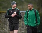 8 February 2013; Ireland's Donnacha Ryan and Simon Zebo arrive for squad training ahead of their RBS Six Nations Rugby Championship match against England on Sunday. Ireland Rugby Squad Training, Carton House, Maynooth, Co. Kildare. Picture credit: Matt Browne / SPORTSFILE