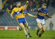 9 February 2013; Shane O'Donnell, Clare, in action against Donagh Maher, centre, and Paul Curran, right, Tipperary. Waterford Crystal Cup Final, Tipperary v Clare, Semple Stadium, Thurles, Co. Tipperary. Picture credit: Barry Cregg / SPORTSFILE