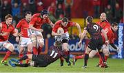 9 February 2013; Denis Hurley, Munster, is tackled by Tom Brown, Edinburgh. Celtic League 2012/13, Round 14, Munster v Edinburgh, Musgrave Park, Cork. Picture credit: Diarmuid Greene / SPORTSFILE