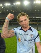 9 February 2013; Owen Mulligan, Cookstown Fr. Rocks captain, celebrates at the end of the game. AIB GAA Football All-Ireland Intermediate Club Championship Final, Cookstown Fr. Rocks v Finuge, Croke Park, Dublin. Picture credit: David Maher / SPORTSFILE