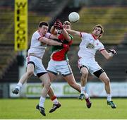 10 February 2013; Aidan O'Shea, Mayo, in action against Conor Clarke, left, and Ronan McNamee, Tyrone. Allianz Football League, Division 1, Mayo v Tyrone, Elverys MacHale Park, Castlebar, Co. Mayo. Picture credit: Brian Lawless / SPORTSFILE