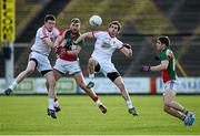 10 February 2013; Aidan O'Shea and Lee Keegan, right, Mayo, in action against Conor Clarke, left, and Ronan McNamee, Tyrone. Allianz Football League, Division 1, Mayo v Tyrone, Elverys MacHale Park, Castlebar, Co. Mayo. Picture credit: Brian Lawless / SPORTSFILE