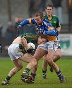 10 February 2013; Ciaran Lenihan, Meath, in action against Paul Earls, left, and James Stafford, Wicklow. Allianz Football League, Division 3, Wicklow v Meath, County Grounds, Aughrim, Co. Wicklow. Picture credit: Barry Cregg / SPORTSFILE