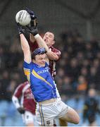 10 February 2013; Donal McElligott, Longford, in action against Ronan Foley, Westmeath. Allianz Football League, Division 2, Longford v Westmeath, Pearse Park, Longford. Picture credit: Oliver McVeigh / SPORTSFILE