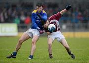 10 February 2013; Ronan Foley, Westmeath, in action against Bernard McElvanney, Longford. Allianz Football League, Division 2, Longford v Westmeath, Pearse Park, Longford. Picture credit: Oliver McVeigh / SPORTSFILE