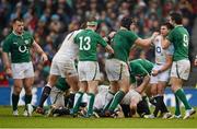 10 February 2013; Tempers flare between both side's during the game. RBS Six Nations Rugby Championship, Ireland v England, Aviva Stadium, Lansdowne Road, Dublin. Picture credit: Stephen McCarthy / SPORTSFILE