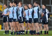 10 February 2013; Dublin players stand together during the national anthem. Allianz Football League, Division 1, Kerry v Dublin, Fitzgerald Stadium, Killarney, Co. Kerry. Picture credit: Diarmuid Greene / SPORTSFILE