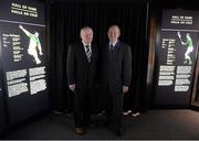 11 February 2013; The GAA Museum at Croke Park today announced the opening of a new Hall of Fame as part of its on-going refurbishment. Two former greats, Offaly footballer Tony McTague and Limerick hurler Eamon Cregan, were both inducted into the Hall of Fame. All 30 players from the Teams of the Millennium were also honoured through their inclusion in the exhibit. Hall of Fame inductees’ Offaly footballer Tony McTague, left, and Limerick hurler Eamon Cregan at the opening. The GAA Museum, Croke Park, Dublin. Picture credit: Stephen McCarthy / SPORTSFILE