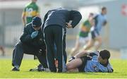 10 February 2013; Diarmuid Connolly, Dublin, receives medical attention before being stretchered off after picking up an injury. Allianz Football League, Division 1, Kerry v Dublin, Fitzgerald Stadium, Killarney, Co. Kerry. Picture credit: Diarmuid Greene / SPORTSFILE