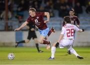 11 February 2013; Paul O'Connor, Drogheda United, in action against Ciaran Rooney, Portadown. Setanta Sports Cup, Preliminary Round, First Leg, Drogheda United v Portadown, Hunky Dory Park, Drogheda, Co. Louth. Photo by Sportsfile