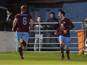 11 February 2013; Ryan Brennan, right, Drogheda United, celebrates after scoring his side's first goal. Setanta Sports Cup, Preliminary Round, First Leg, Drogheda United v Portadown, Hunky Dory Park, Drogheda, Co. Louth. Photo by Sportsfile